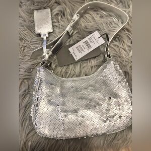 Nicole Miller Sparkling Silver Shoulder Bag